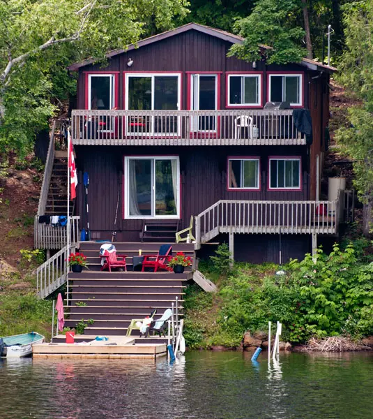 home in summer on lake